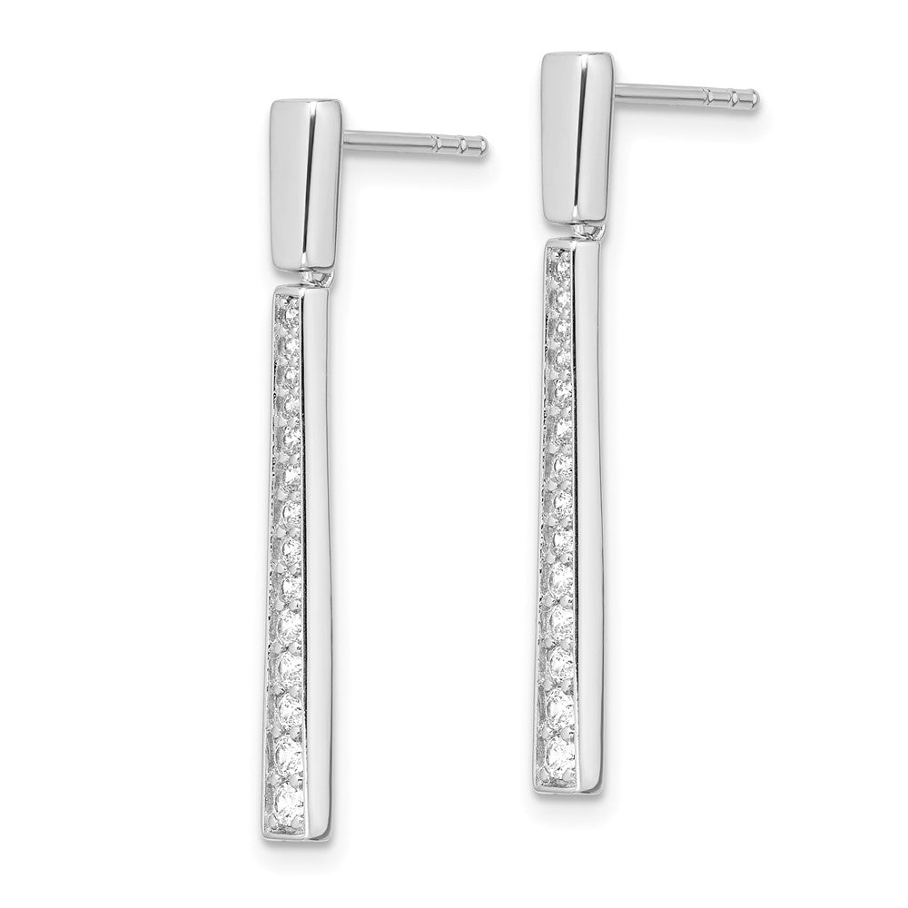 FJC Finejewelers 925 Sterling Silver Rhodium Plated Polished CZ Tapered Post Dangle Earrings 33 x 3 mm