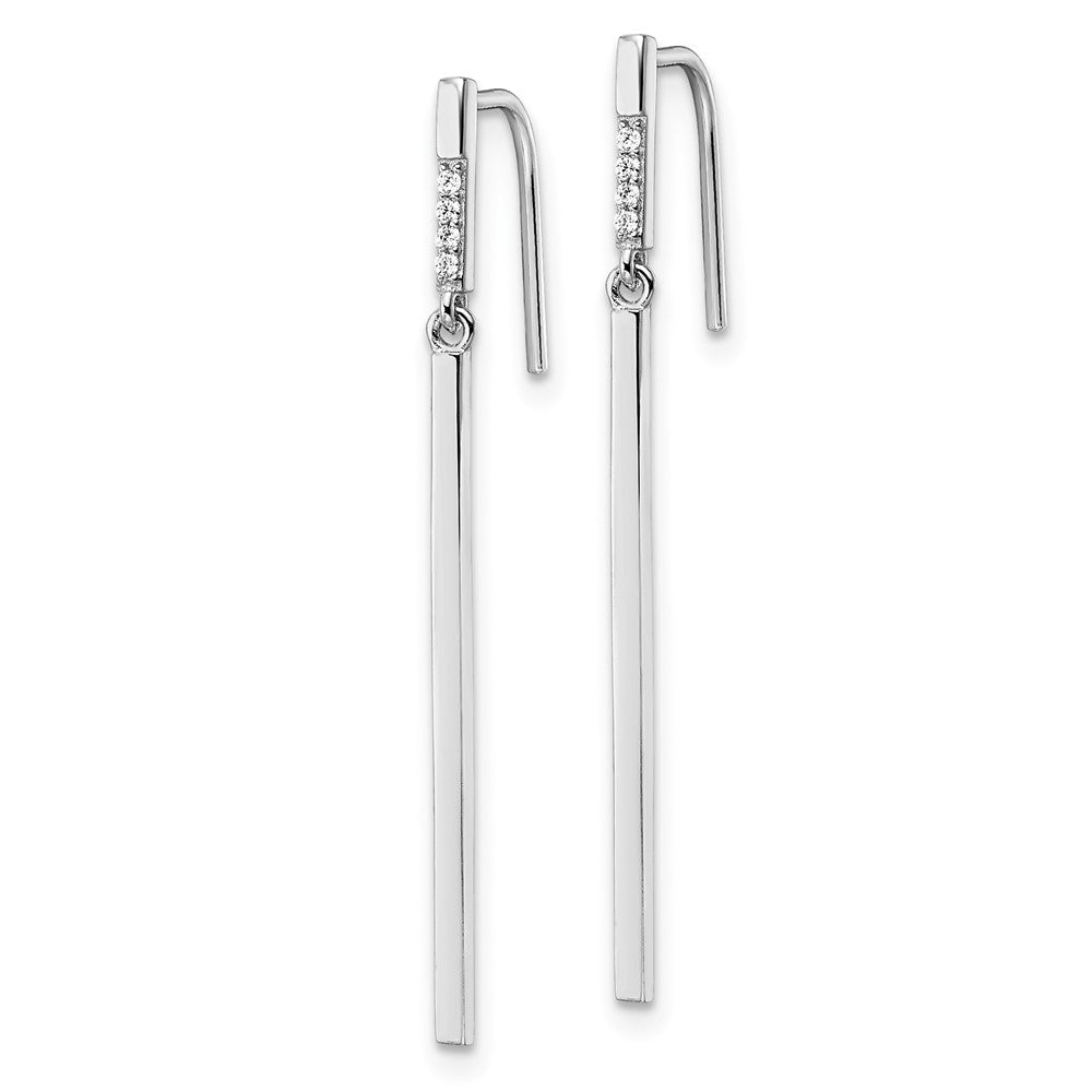 FJC Finejewelers 925 Sterling Silver Rhodium Plated Polished CZ Bar Dangle Earrings 37 x 1 mm