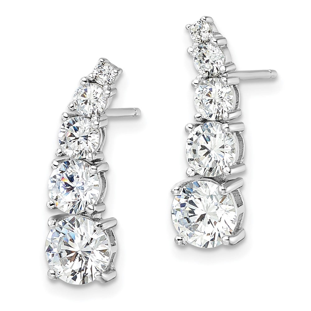 FJC Finejewelers 925 Sterling Silver Dangle  Polished Graduated CZ Post Earrings 20 x 2 mm (range)