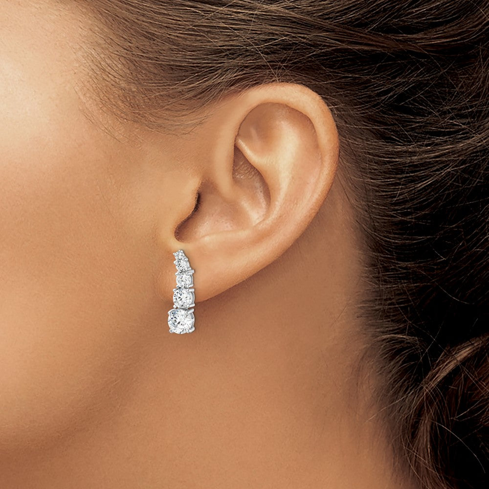 FJC Finejewelers 925 Sterling Silver Dangle  Polished Graduated CZ Post Earrings 20 x 2 mm (range)