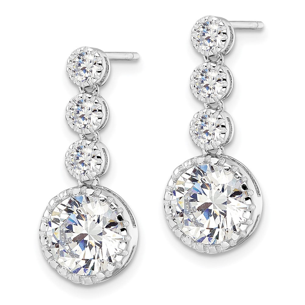 FJC Finejewelers 925 Sterling Silver  Polished Round CZ Post Dangle Earrings 22 x 4 mm (range)