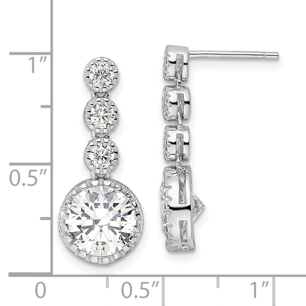 FJC Finejewelers 925 Sterling Silver  Polished Round CZ Post Dangle Earrings 22 x 4 mm (range)