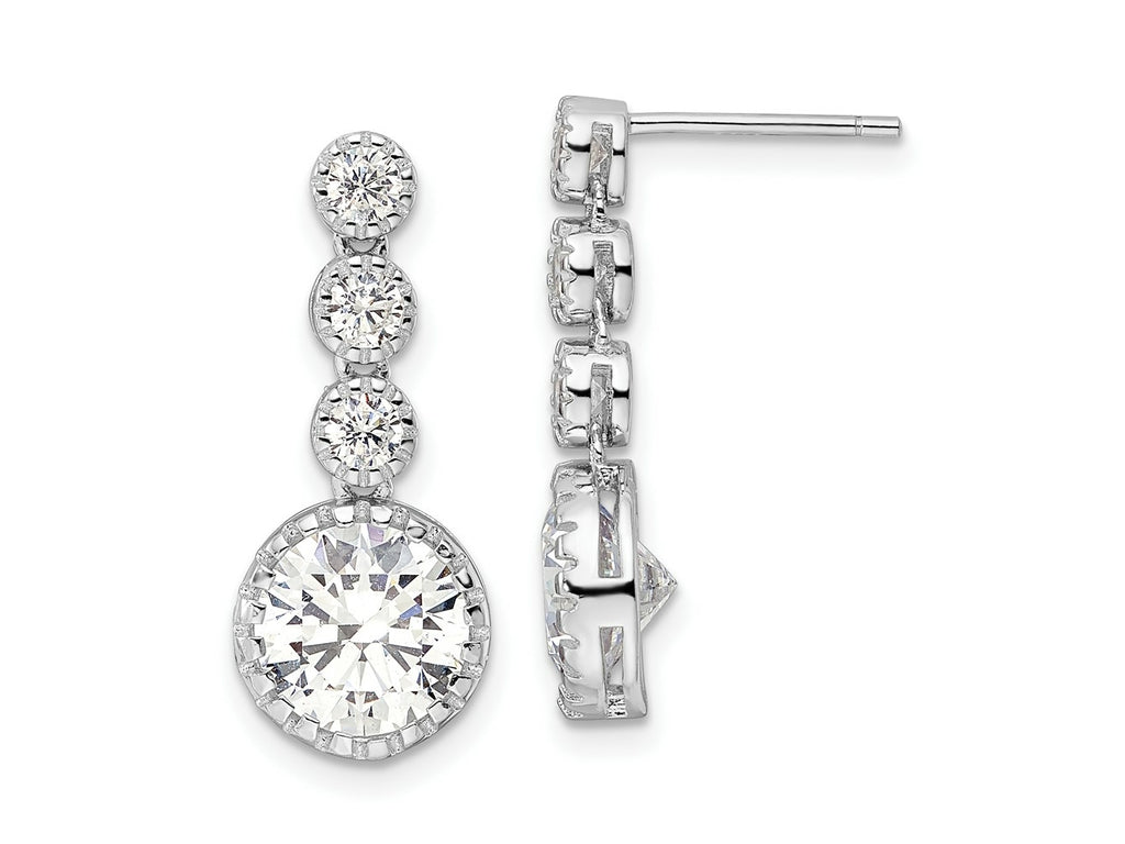 FJC Finejewelers 925 Sterling Silver  Polished Round CZ Post Dangle Earrings 22 x 4 mm (range)