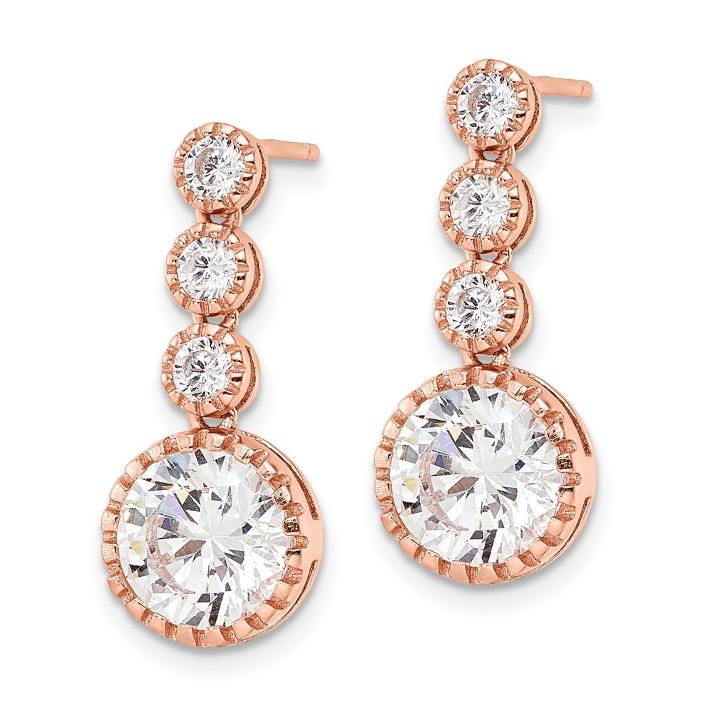 FJC Finejewelers 925 Sterling Silver Rose-tone Polished Round CZ Post Dangle Earrings 22 x 4 mm (range)