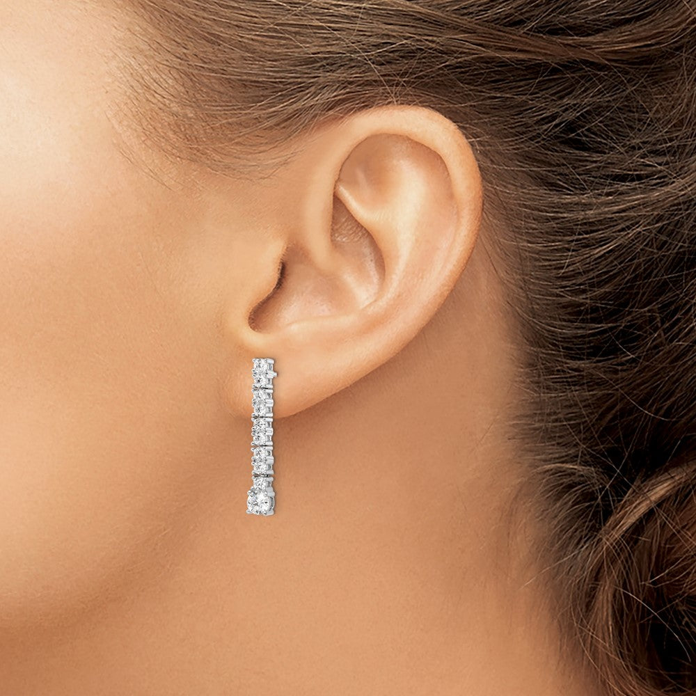 FJC Finejewelers 925 Sterling Silver Rhodium Plated Polished CZ Post Dangle Earrings 26 x 3 mm (range)