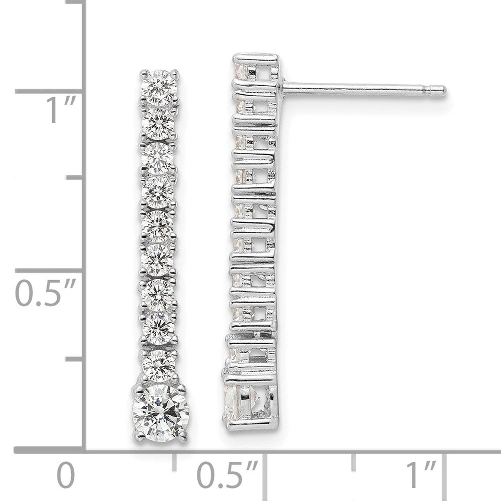 FJC Finejewelers 925 Sterling Silver Rhodium Plated Polished CZ Post Dangle Earrings 26 x 3 mm (range)