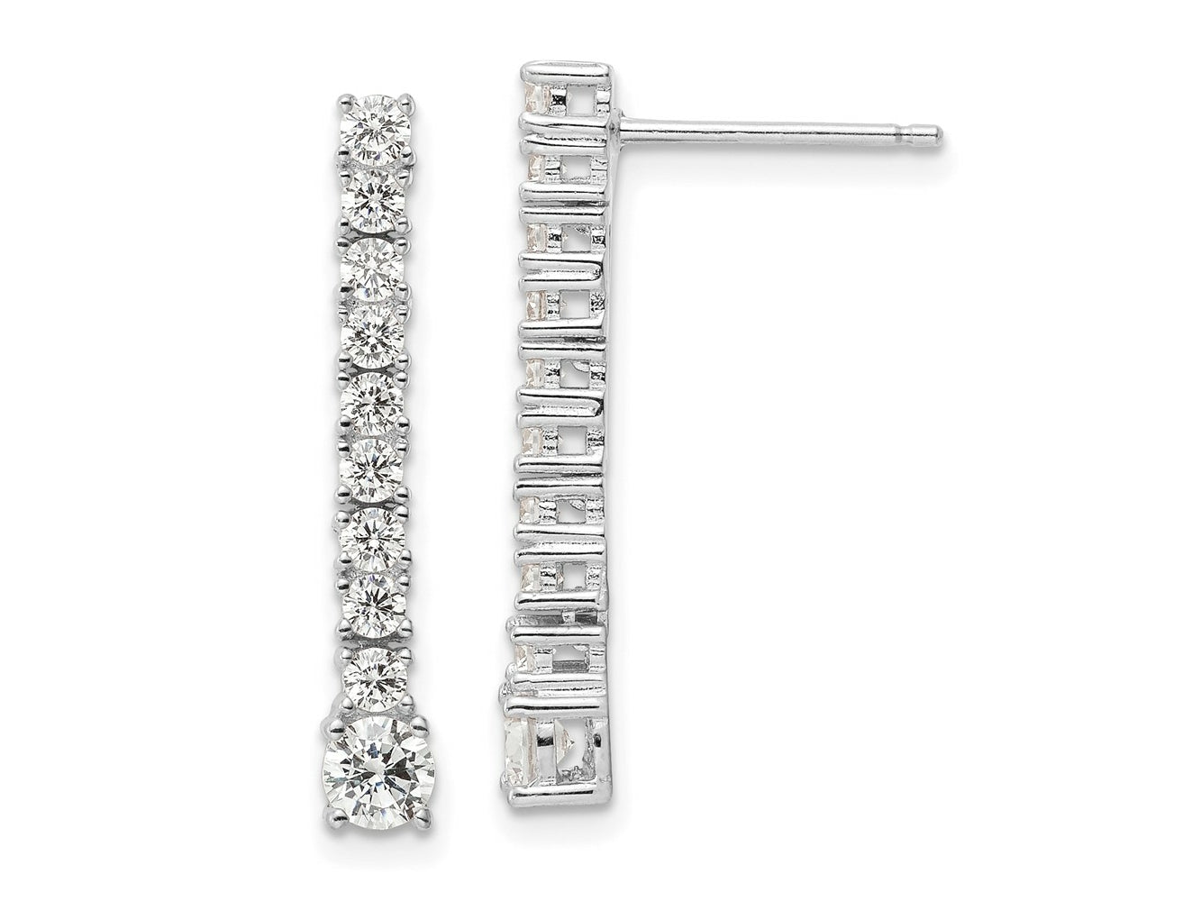 FJC Finejewelers 925 Sterling Silver Rhodium Plated Polished CZ Post Dangle Earrings 26 x 3 mm (range)