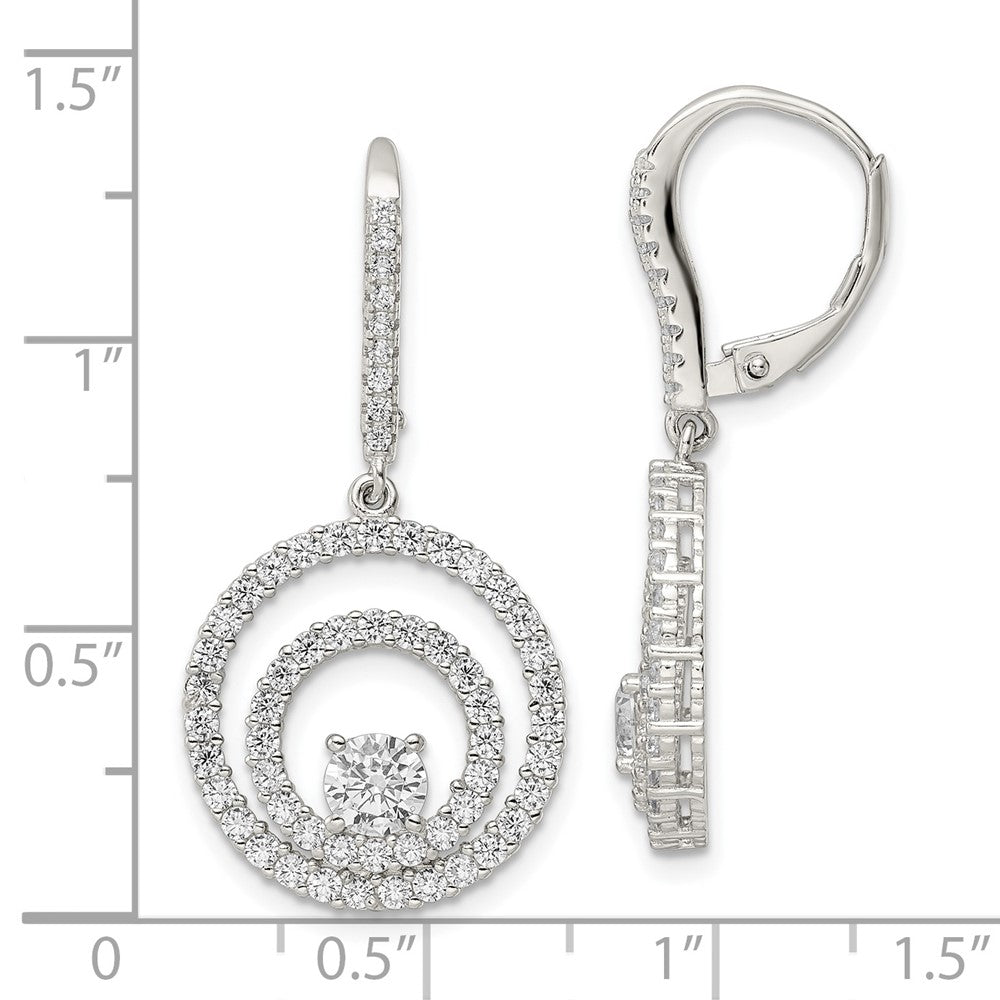 FJC Finejewelers 925 Sterling Silver Dangle  Polished CZ Circles Leverback Earrings 34 x 16 mm