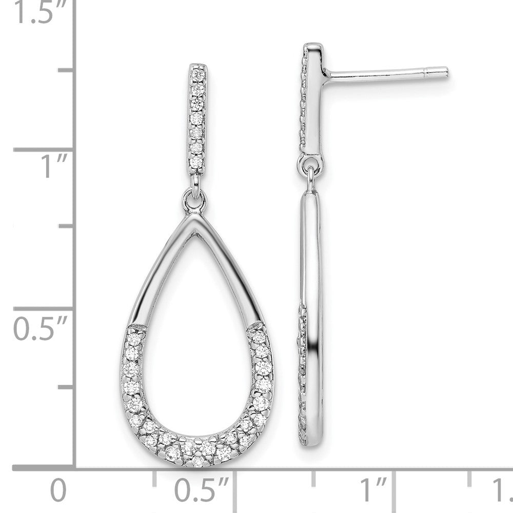 FJC Finejewelers 925 Sterling Silver Rhodium Plated Polished CZ Teardrop Dangle Post Earrings 32 x 12 mm