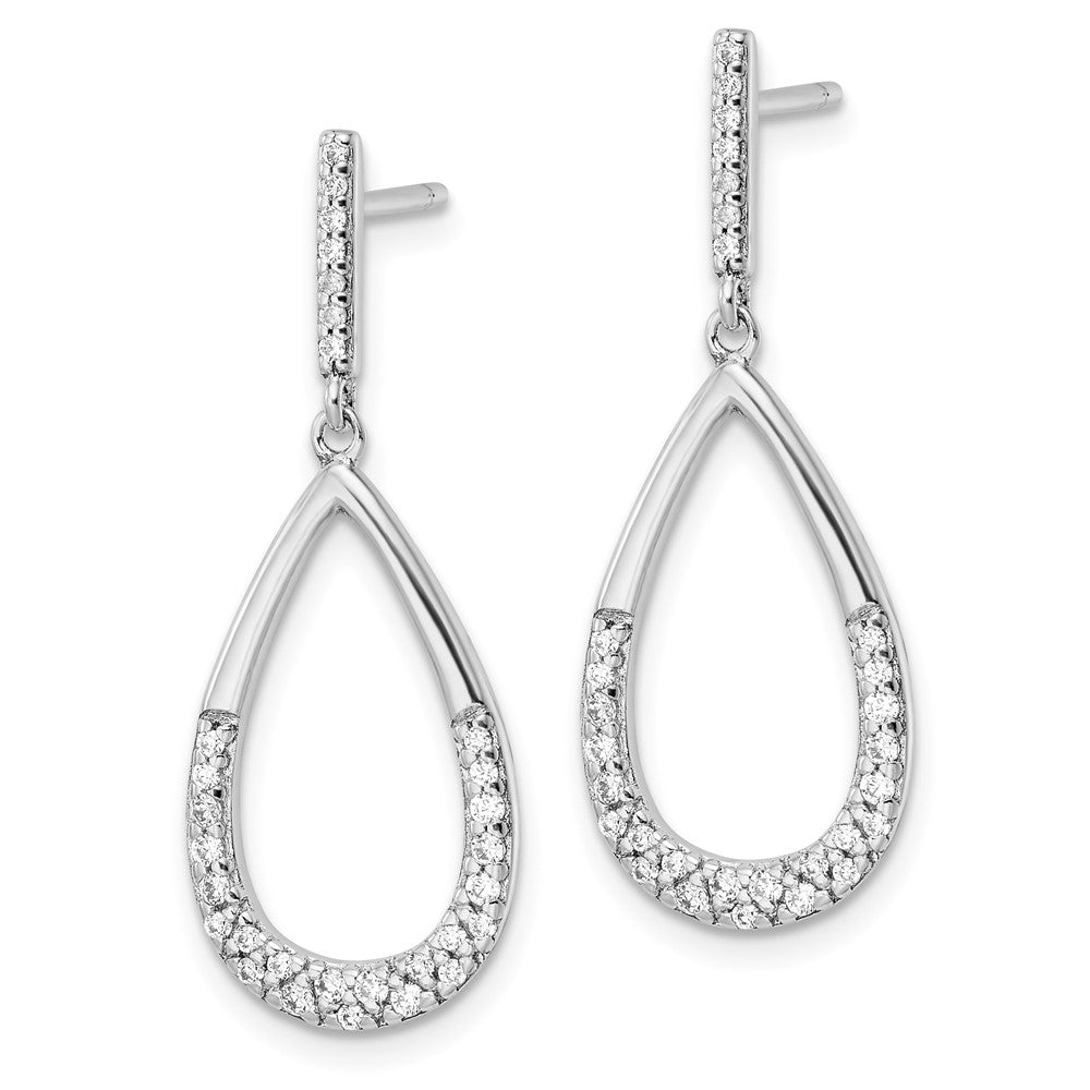 FJC Finejewelers 925 Sterling Silver Rhodium Plated Polished CZ Teardrop Dangle Post Earrings 32 x 12 mm