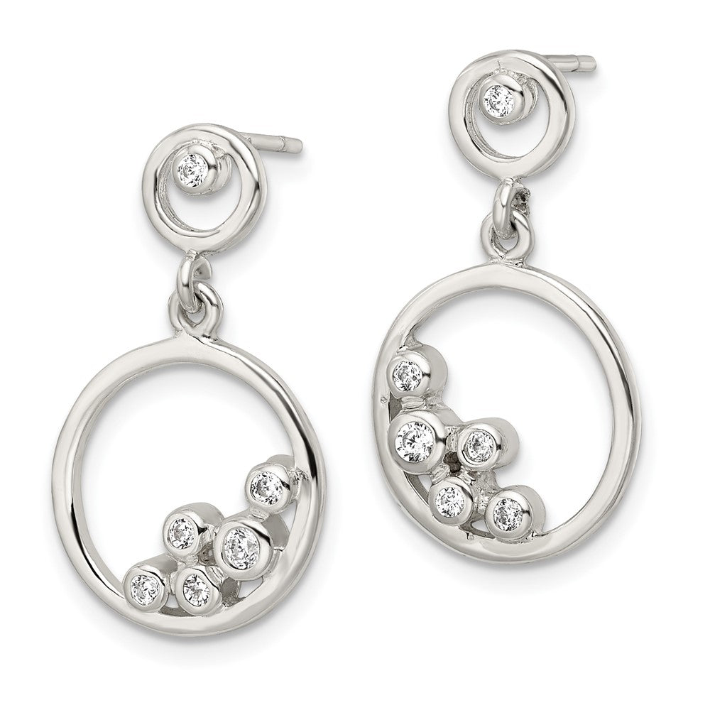 FJC Finejewelers 925 Sterling Silver Polished CZ Circle Dangle Post Earrings 24 x 13 mm