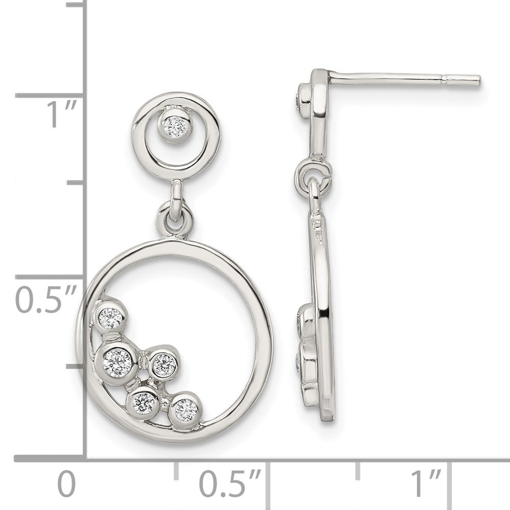 FJC Finejewelers 925 Sterling Silver Polished CZ Circle Dangle Post Earrings 24 x 13 mm