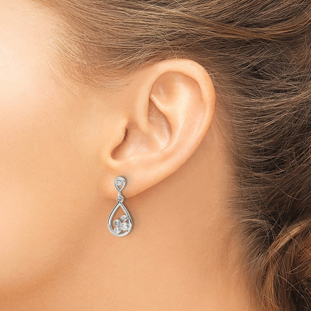 FJC Finejewelers 925 Sterling Silver Polished CZ Teardrop Dangle Post Earrings 23 x 9 mm