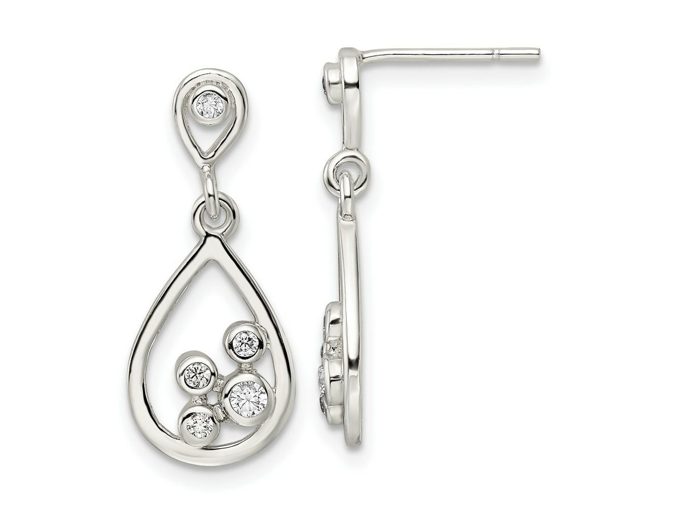 FJC Finejewelers 925 Sterling Silver Polished CZ Teardrop Dangle Post Earrings 23 x 9 mm