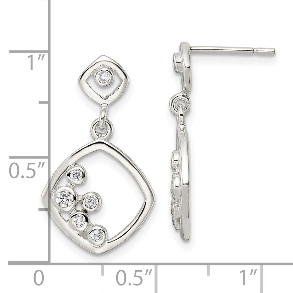 FJC Finejewelers 925 Sterling Silver Polished CZ Square Dangle Post Earrings 24 x 13 mm