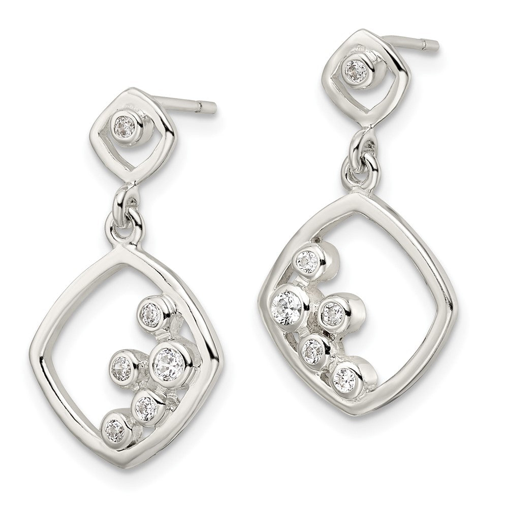 FJC Finejewelers 925 Sterling Silver Polished CZ Square Dangle Post Earrings 24 x 13 mm