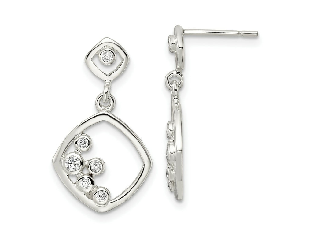 FJC Finejewelers 925 Sterling Silver Polished CZ Square Dangle Post Earrings 24 x 13 mm