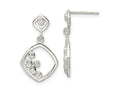 FJC Finejewelers 925 Sterling Silver Polished CZ Square Dangle Post Earrings 24 x 13 mm