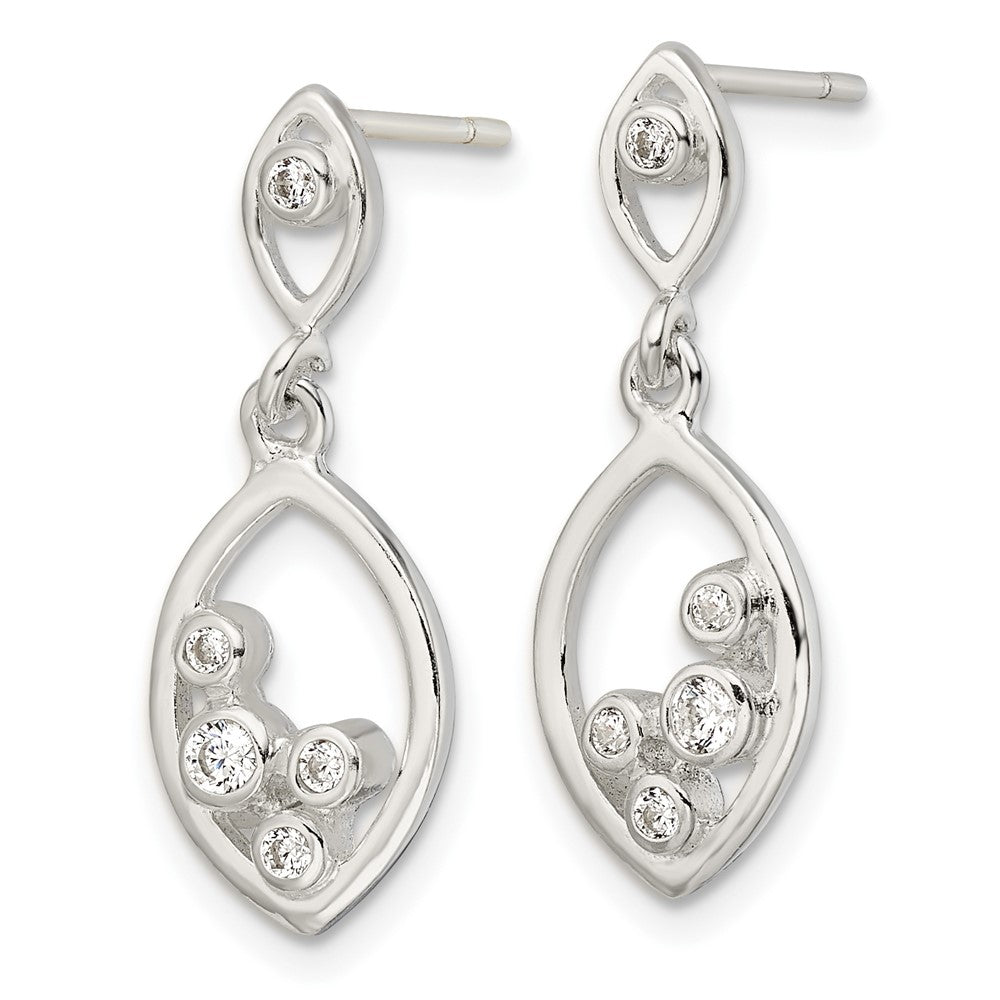 FJC Finejewelers 925 Sterling Silver Polished CZ Oval Dangle Post Earrings 24 x 9 mm