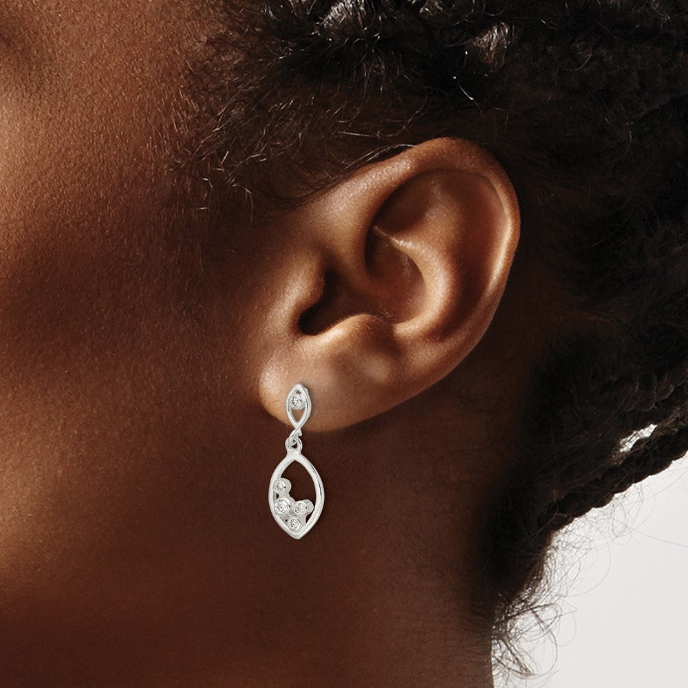 FJC Finejewelers 925 Sterling Silver Polished CZ Oval Dangle Post Earrings 24 x 9 mm