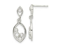 FJC Finejewelers 925 Sterling Silver Polished CZ Oval Dangle Post Earrings 24 x 9 mm