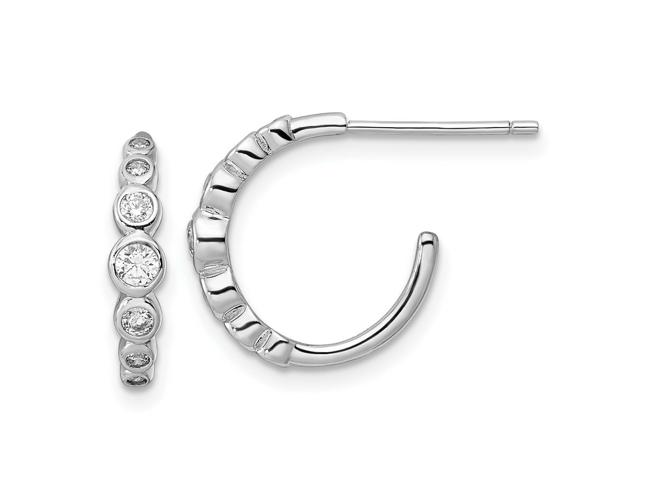 FJC Finejewelers 925 Sterling Silver Rhodium Plated CZ Post Hoop Earrings 14 x 14 mm