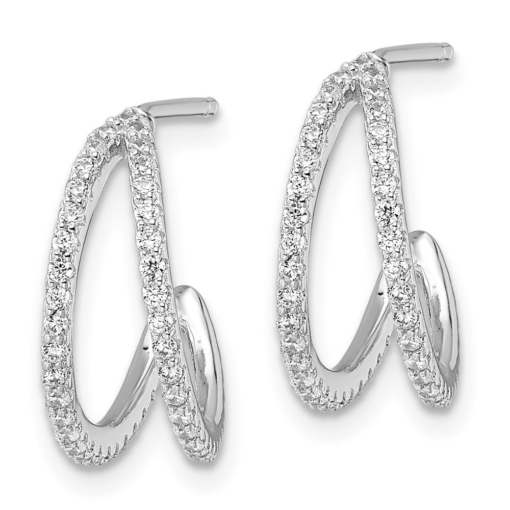 FJC Finejewelers 925 Sterling Silver Polished Rhodium Plated CZ Post Hoop Earrings 16 x 15 mm