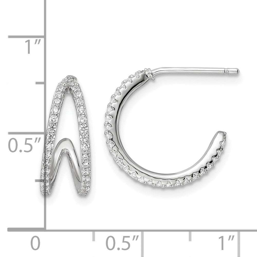 FJC Finejewelers 925 Sterling Silver Polished Rhodium Plated CZ Post Hoop Earrings 16 x 15 mm