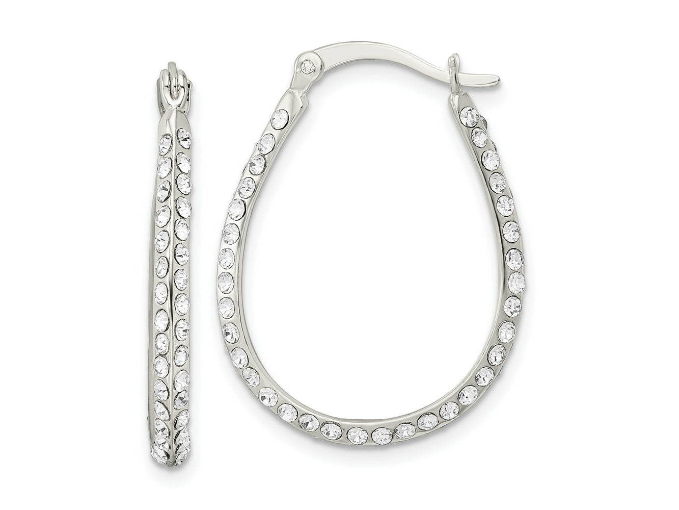FJC Finejewelers 925 Sterling Silver CZ Oval Hoop Earrings 27 x 20 mm