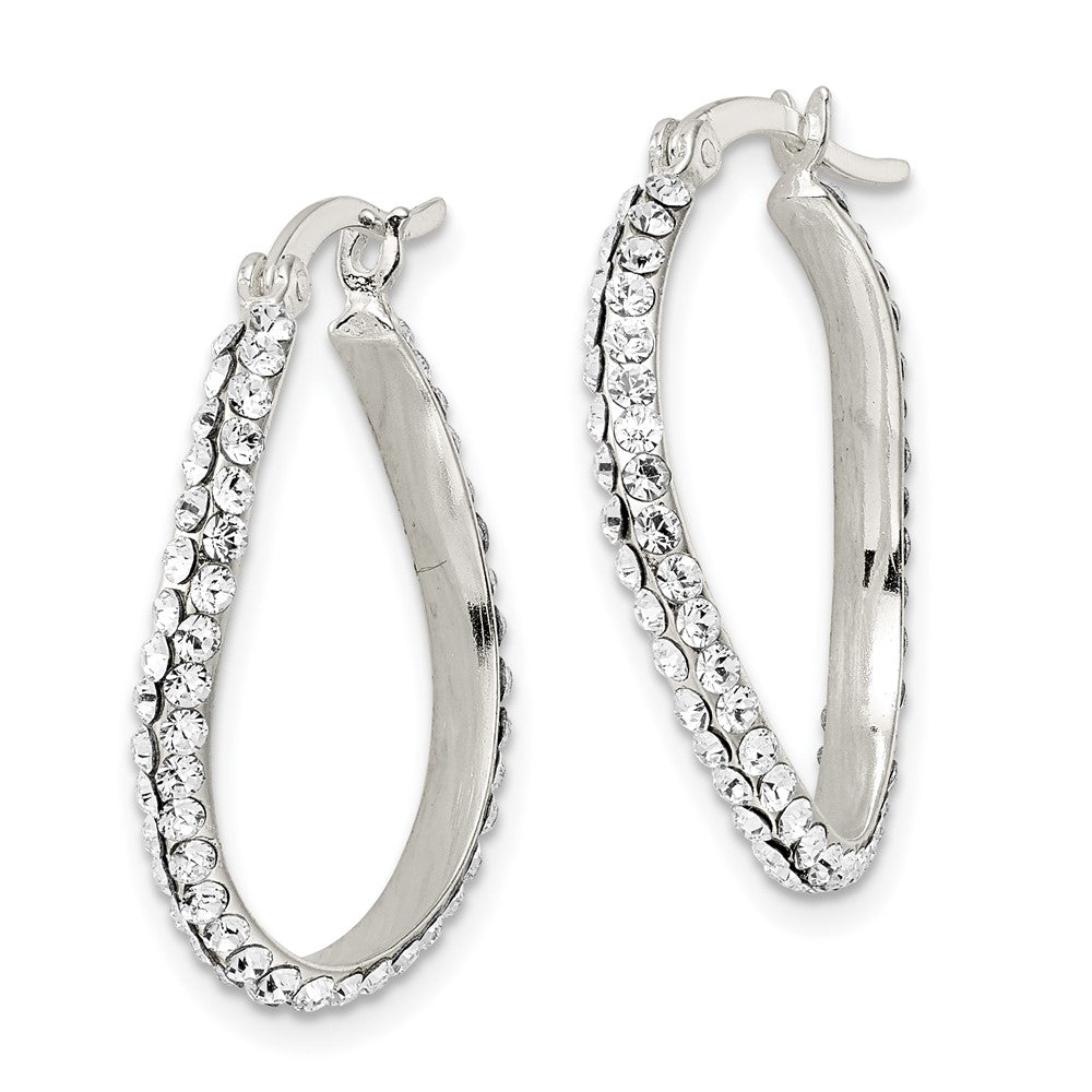 FJC Finejewelers 925 Sterling Silver CZ Oval Hoop Earrings 26 x 20 mm