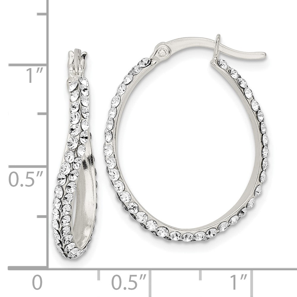 FJC Finejewelers 925 Sterling Silver CZ Oval Hoop Earrings 26 x 20 mm