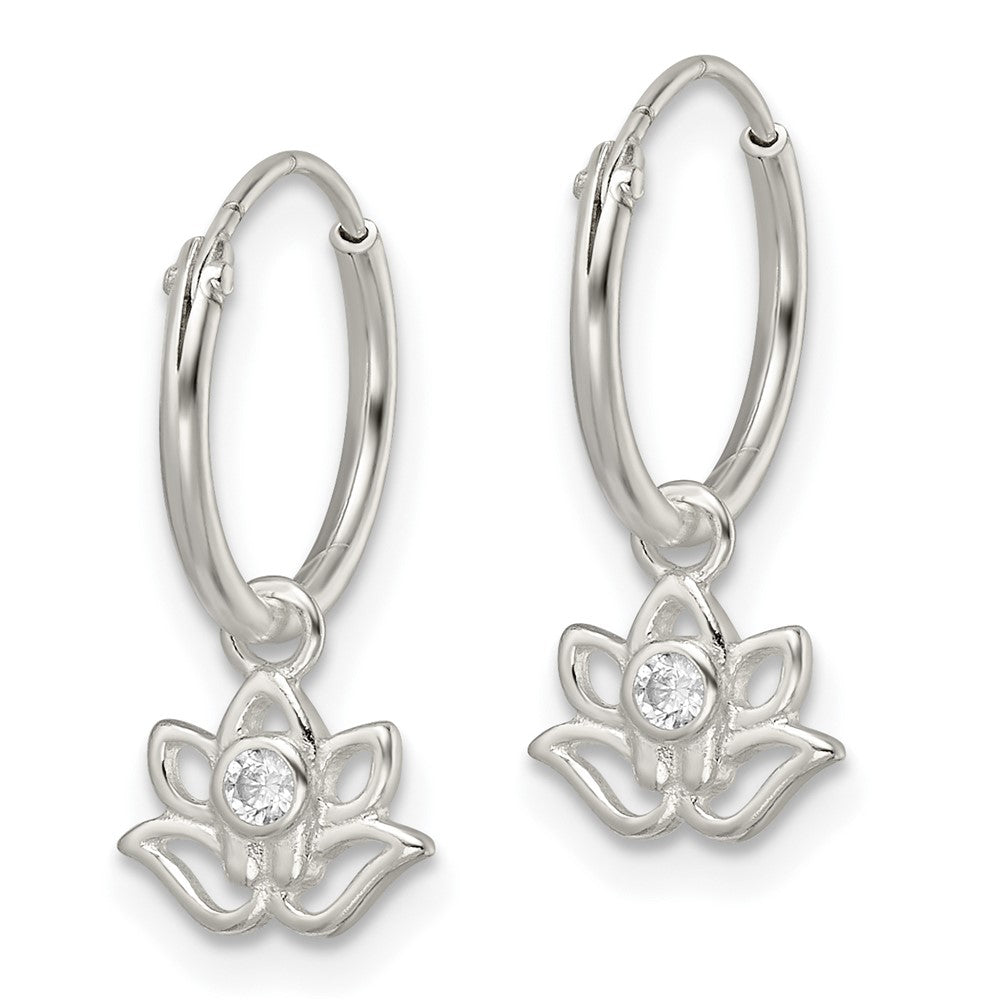 FJC Finejewelers 925 Sterling Silver Polished CZ Dangle Lotus Endless Hoop Earrings 18 x 12 mm