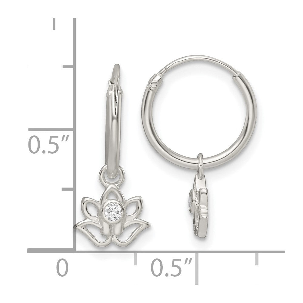 FJC Finejewelers 925 Sterling Silver Polished CZ Dangle Lotus Endless Hoop Earrings 18 x 12 mm