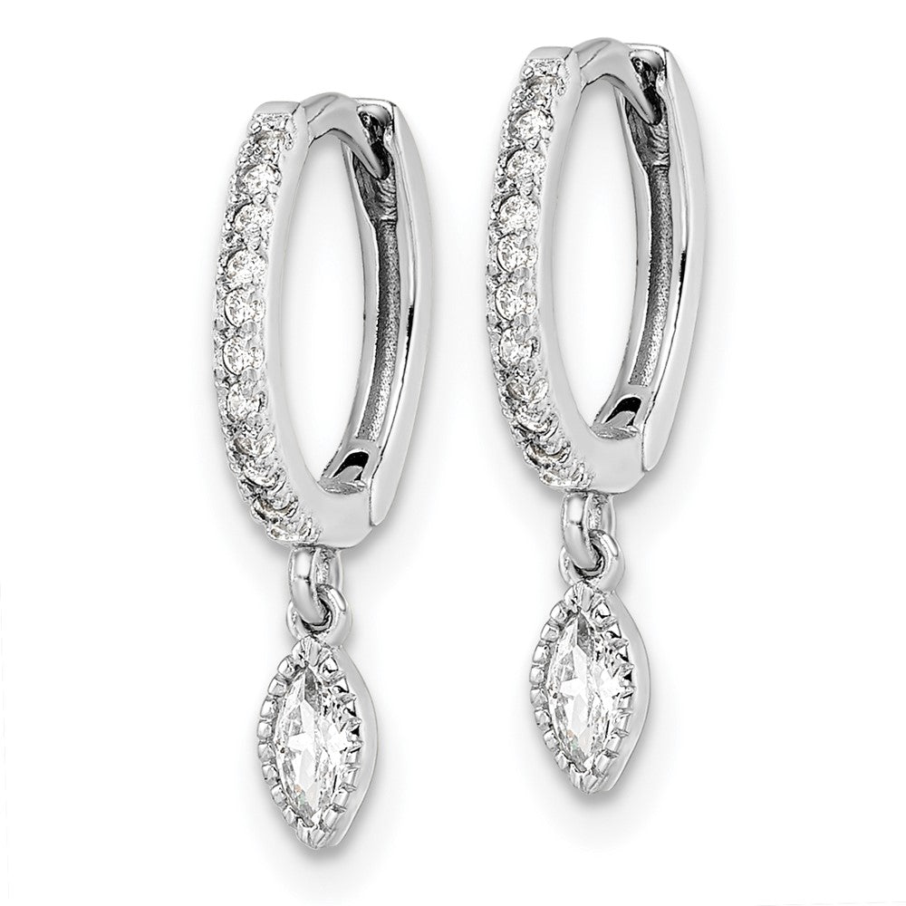 FJC Finejewelers 925 Sterling Silver Dangle Rhodium Plated Polished CZ Hinged Hoop Earrings 18 x 11 mm