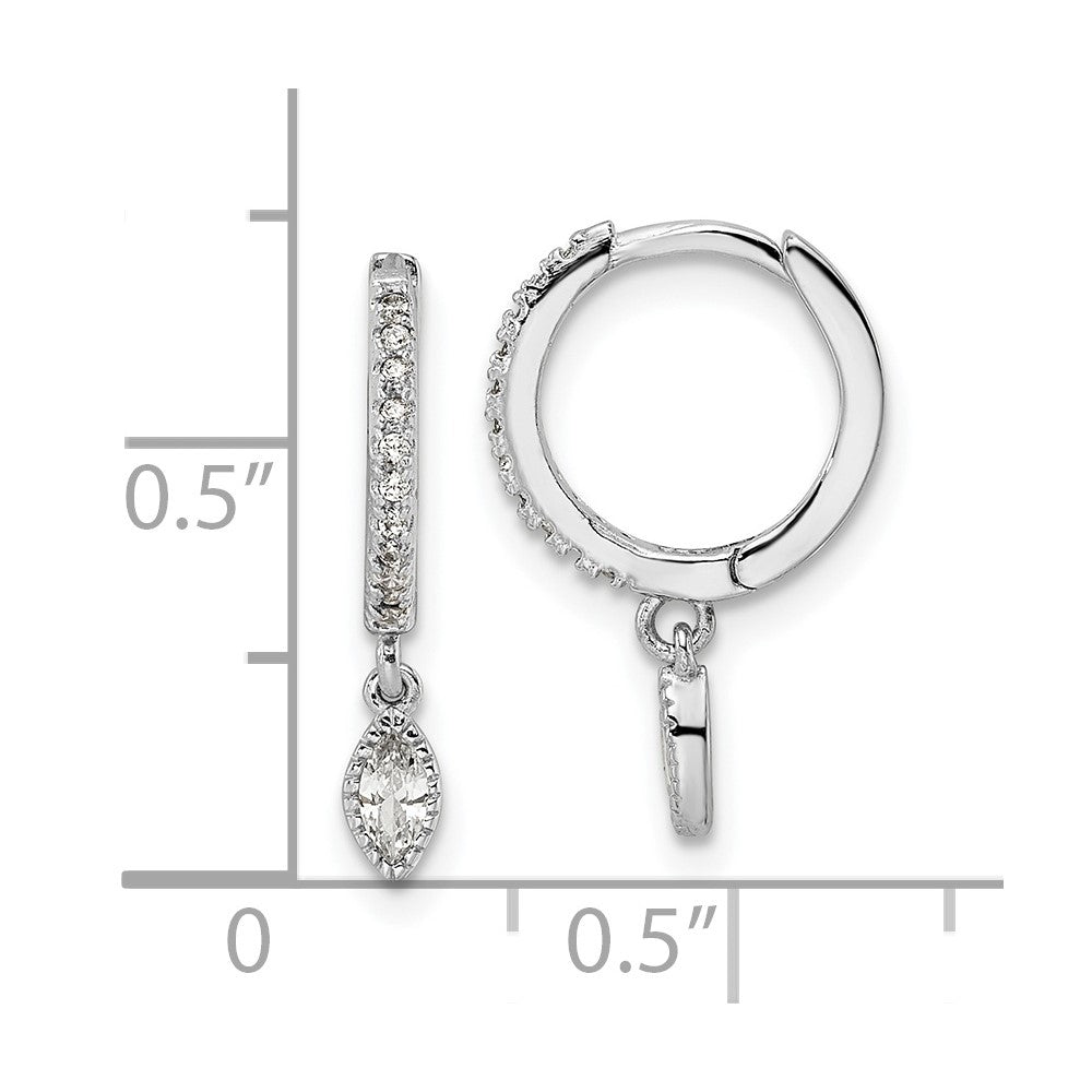 FJC Finejewelers 925 Sterling Silver Dangle Rhodium Plated Polished CZ Hinged Hoop Earrings 18 x 11 mm