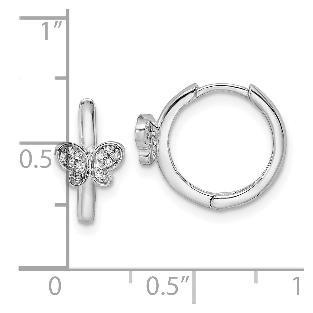 FJC Finejewelers 925 Sterling Silver Rhodium Plated Polished CZ Hinged Hoop Butterfly Earrings 13 x 13 mm
