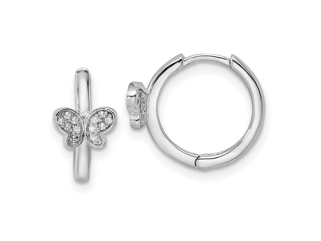 FJC Finejewelers 925 Sterling Silver Rhodium Plated Polished CZ Hinged Hoop Butterfly Earrings 13 x 13 mm