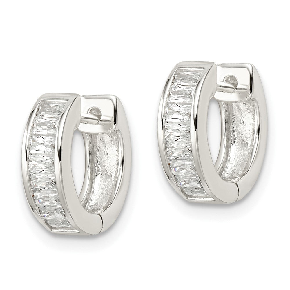 FJC Finejewelers 925 Sterling Silver Polished Baguette CZ Hinged Hoop Earrings 12 x 13 mm
