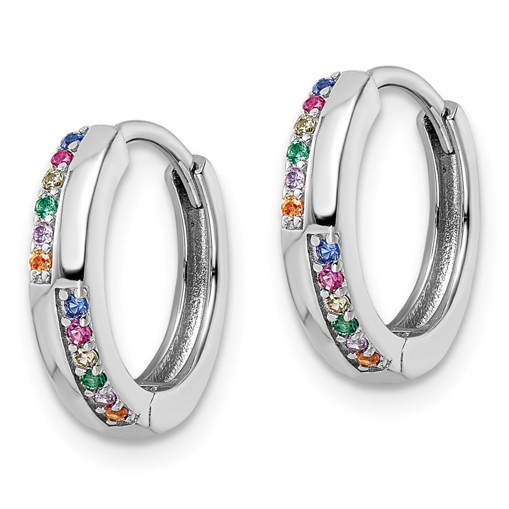 FJC Finejewelers 925 Sterling Silver Rhodium Plated Multicolor CZ Hinged Hoop Earrings 14 x 14 mm