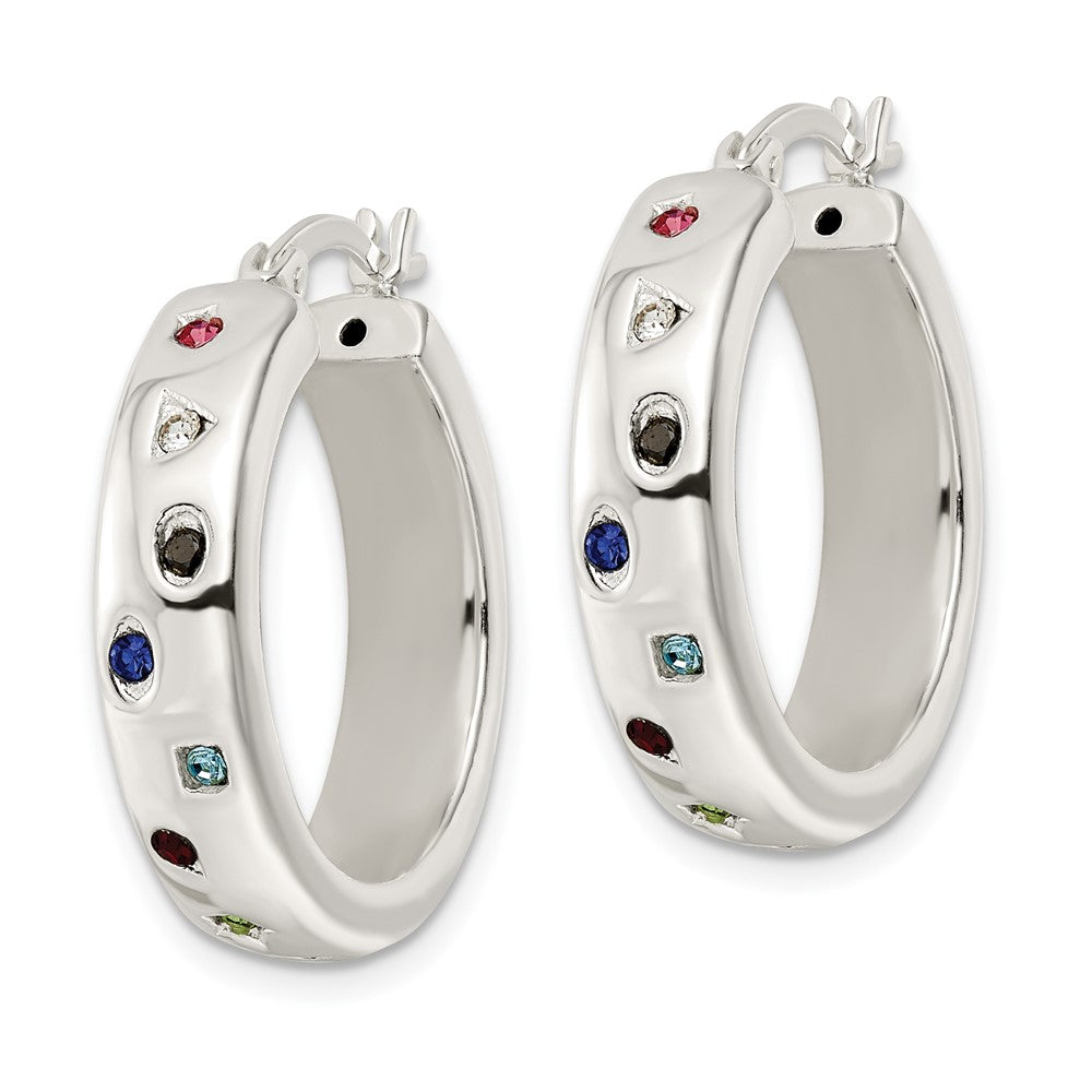 FJC Finejewelers 925 Sterling Silver Polished Multi-color CZ Circle Hoop Earrings 25 x 25 mm