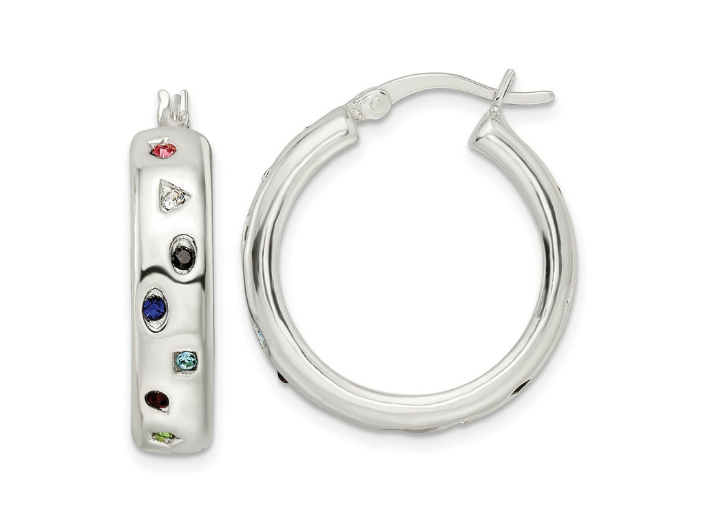FJC Finejewelers 925 Sterling Silver Polished Multi-color CZ Circle Hoop Earrings 25 x 25 mm