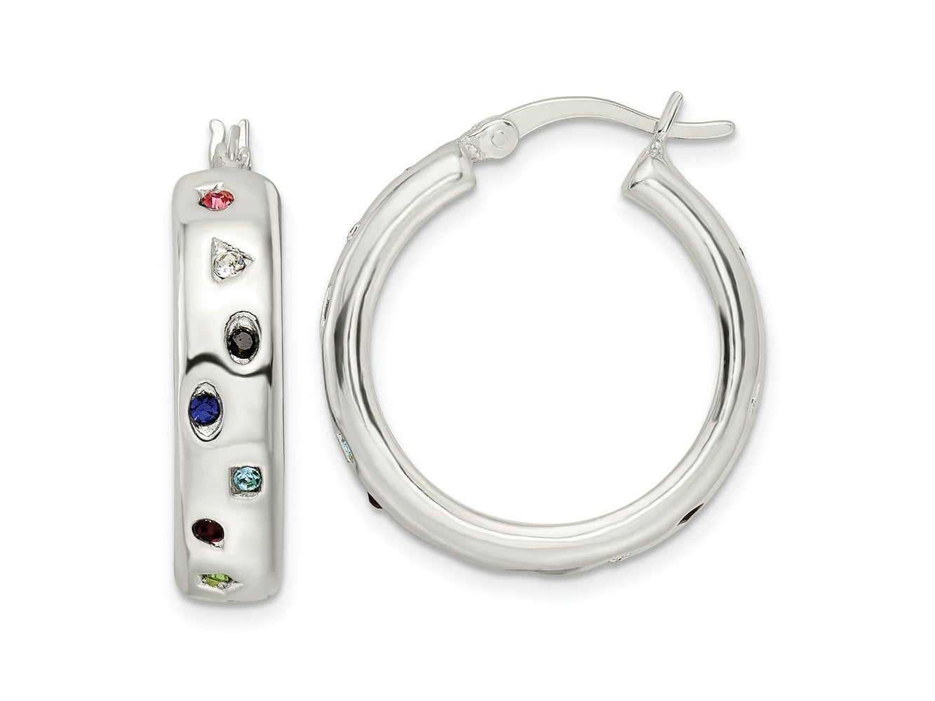 FJC Finejewelers 925 Sterling Silver Polished Multi-color CZ Circle Hoop Earrings 25 x 25 mm