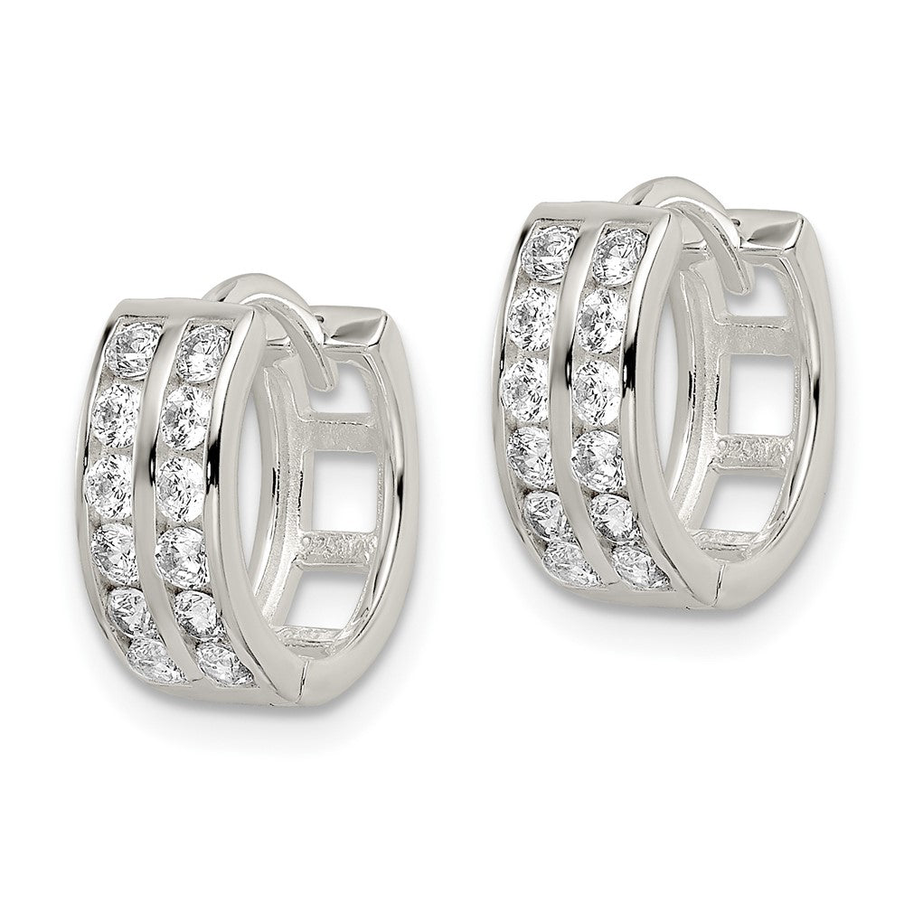 FJC Finejewelers 925 Sterling Silver Polished 2 Row CZ Hinged Hoop Earrings 13 x 13 mm
