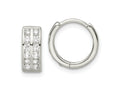 FJC Finejewelers 925 Sterling Silver Polished 2 Row CZ Hinged Hoop Earrings 13 x 13 mm