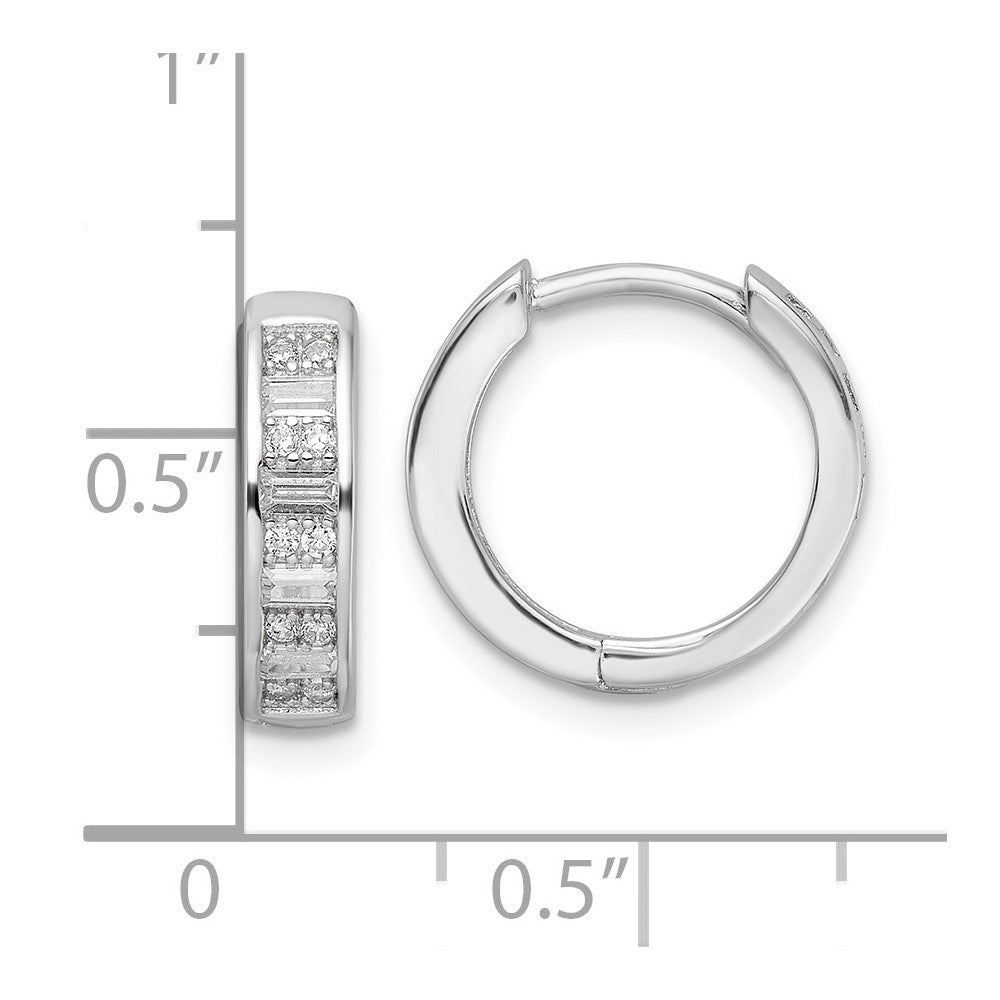 FJC Finejewelers 925 Sterling Silver Polished Rhodium Plated CZ Hinged Hoop Earrings 14 x 14 mm
