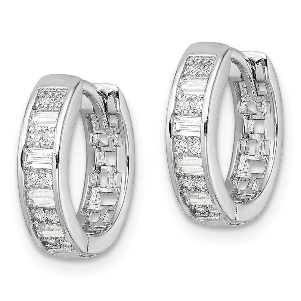 FJC Finejewelers 925 Sterling Silver Polished Rhodium Plated CZ Hinged Hoop Earrings 14 x 14 mm