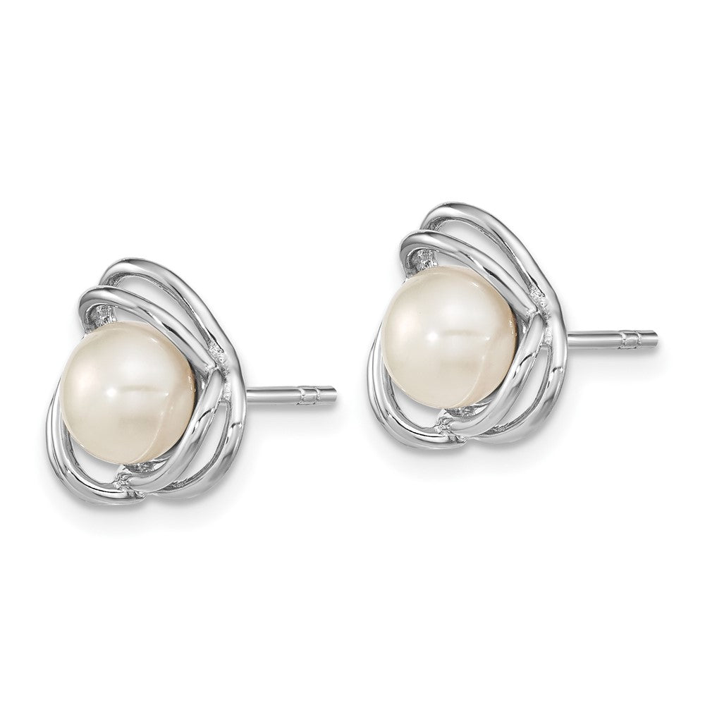 FJC Finejewelers 925 Sterling Silver  6-7mm Freshwater Cultured Pearl Knot Post Earrings 11 mm x 11 mm