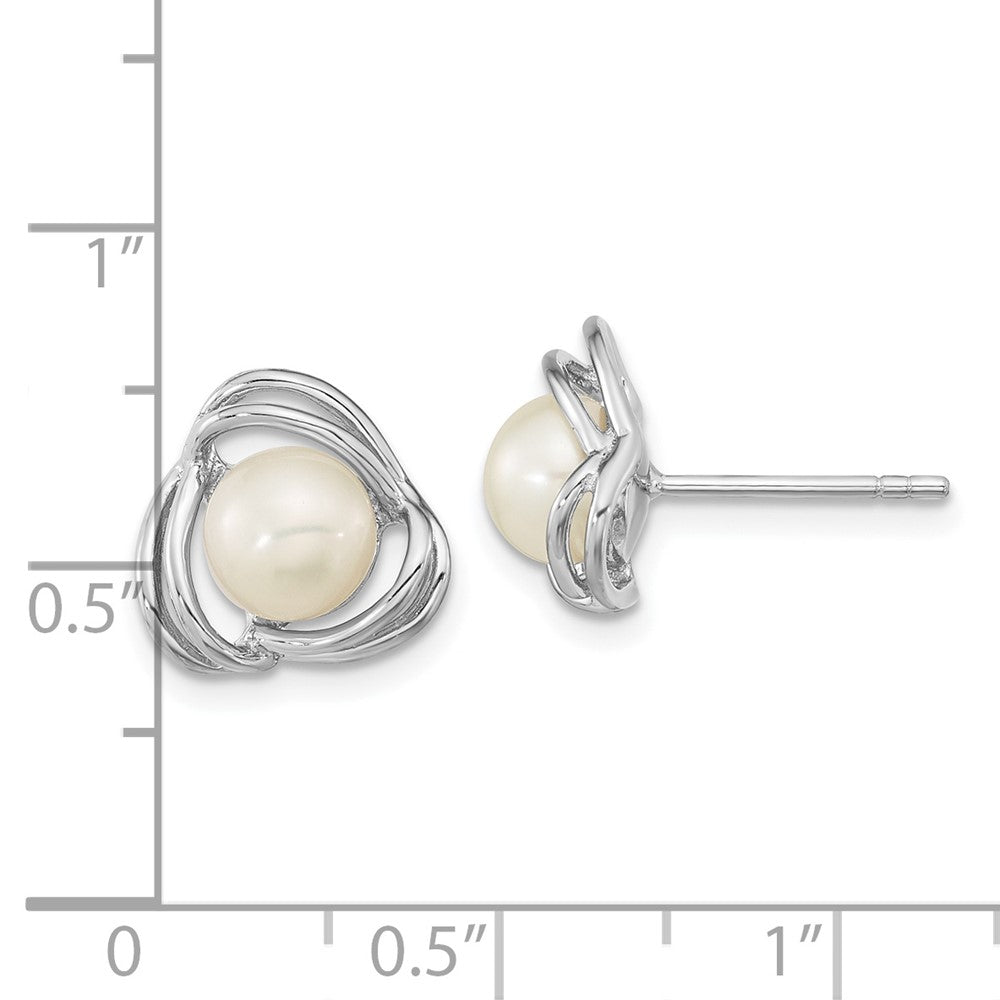 FJC Finejewelers 925 Sterling Silver  6-7mm Freshwater Cultured Pearl Knot Post Earrings 11 mm x 11 mm