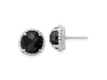 FJC Finejewelers 925 Sterling Silver Button Polished and Twisted Edge Round Onyx Post Earrings 11 x 12 mm