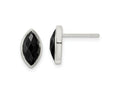 FJC Finejewelers 925 Sterling Silver Button Polished Marquise Onyx Post Earrings 11 x 6 mm